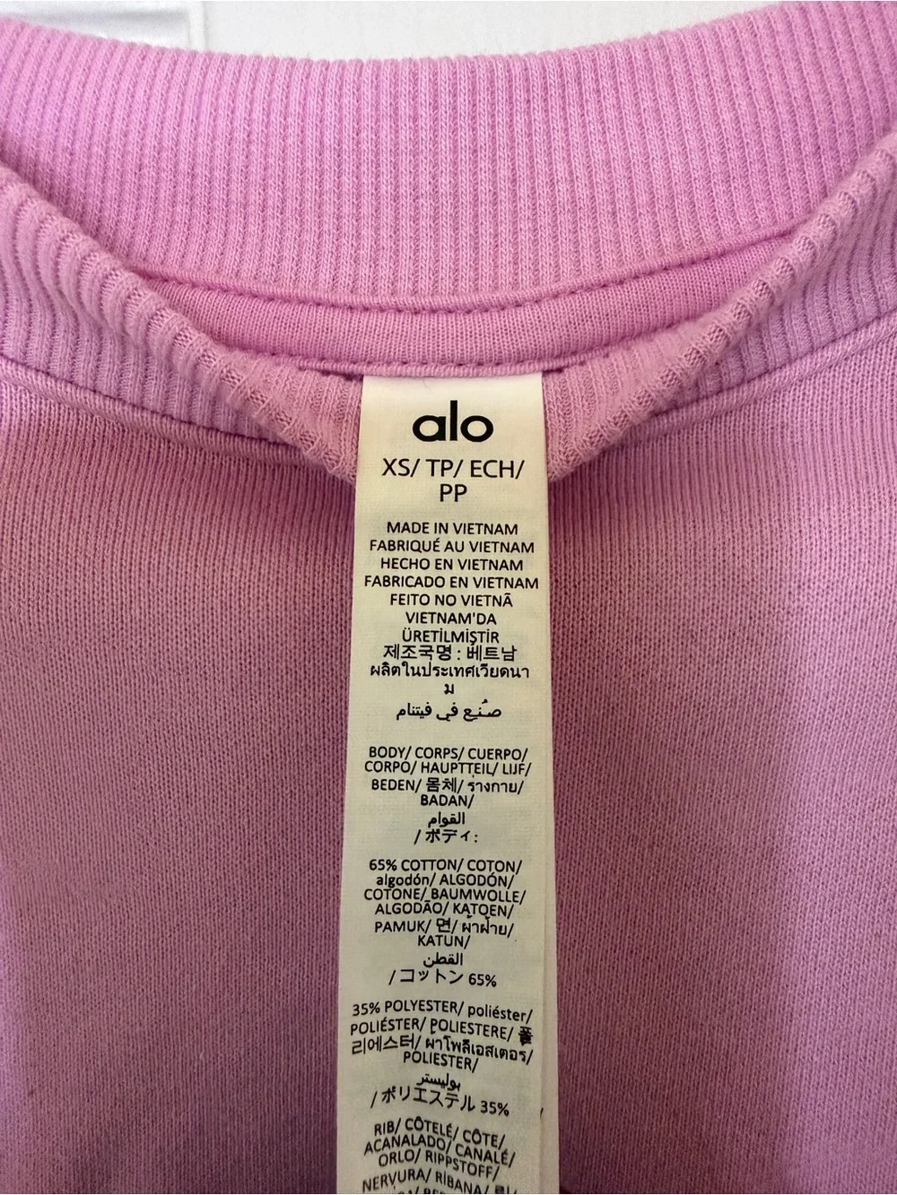 ALO Yoga Pink Cropped Crew Sweatshirt